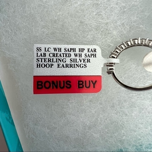 NWT GIFT-O-LOGY Womens Hoop Earrings  Lab Created White Sapphire Sterling - Picture 5 of 6